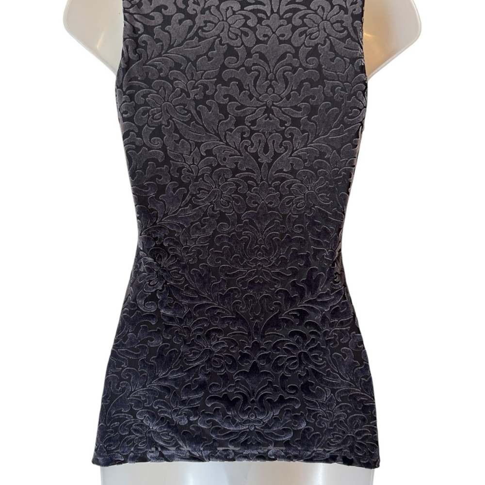 GORGEOUS White House Black Market Black/Silver Velour TOP   XXSMALL    #U - Picture 4 of 8